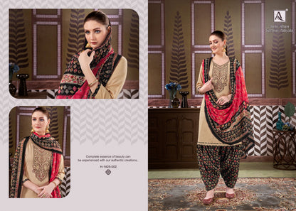 Saffron Alok Viscose Rayon Patiyala Style Suits