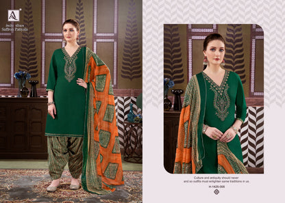 Saffron Alok Viscose Rayon Patiyala Style Suits