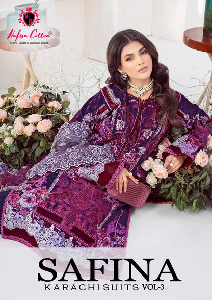 Safina Vol 3 Nafisa Cotton Karachi Salwar Suits