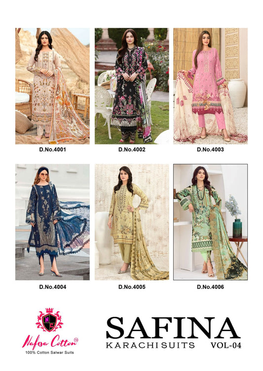 Safina Vol 4 Nafisa Cotton Soft Cotton Karachi Salwar Suits