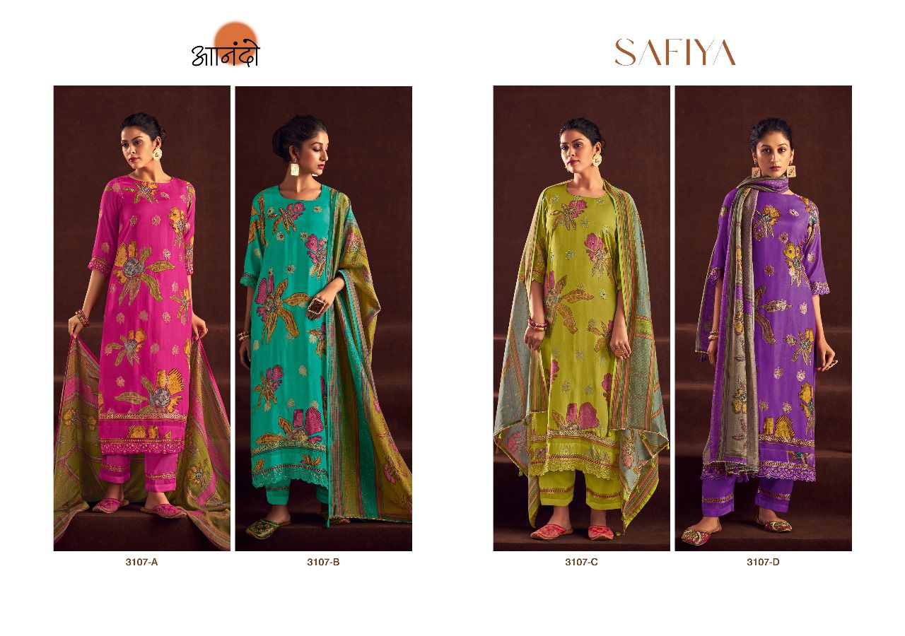 Safiya Anando Muslin Jacquard Pant Style Suits