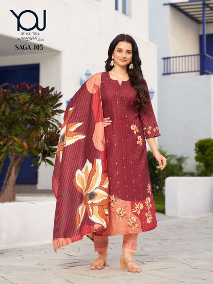 Saga 101-105 You Muslin Readymade Pant Style Suits