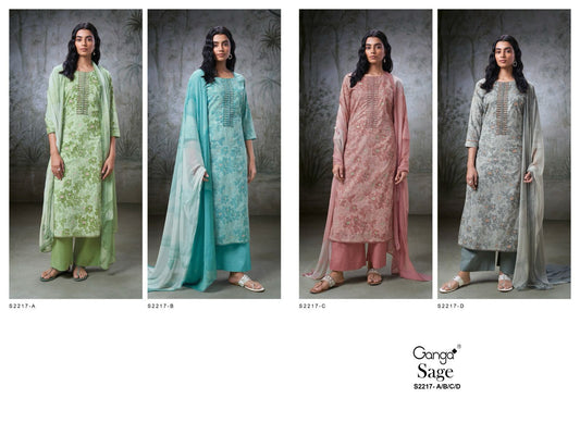 Sage-2217 Ganga Cotton Plazzo Style Suits