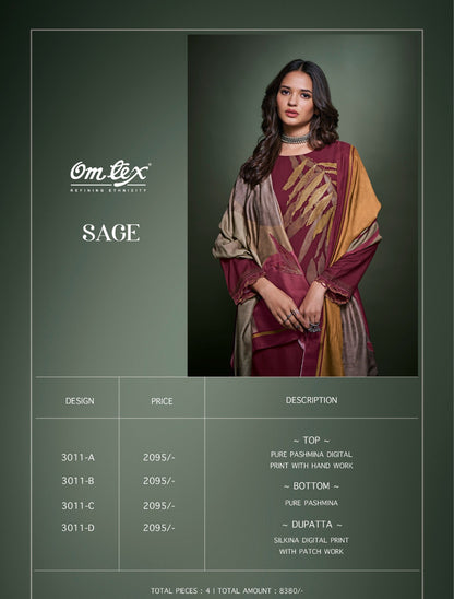 Sage Omtex Pashmina Suits