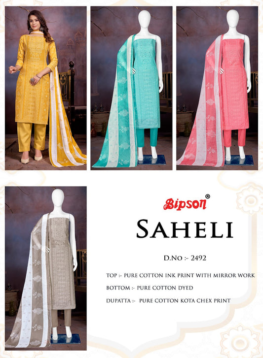 Saheli-2492 Bipson Prints Cotton Pant Style Suits