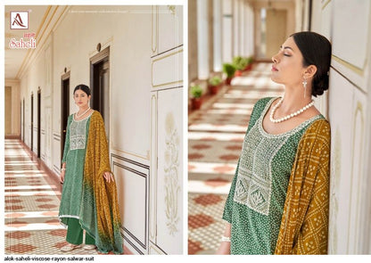 Saheli Alok Viscose Rayon Plazzo Style Suits