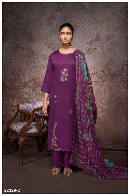 Saige 2329 Ganga Cotton Silk Plazzo Style Suits