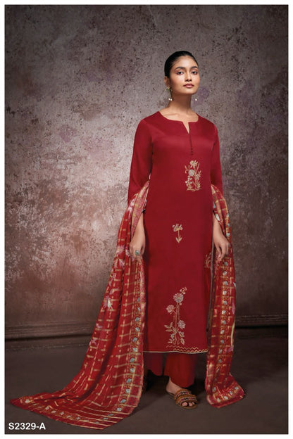 Saige 2329 Ganga Cotton Silk Plazzo Style Suits