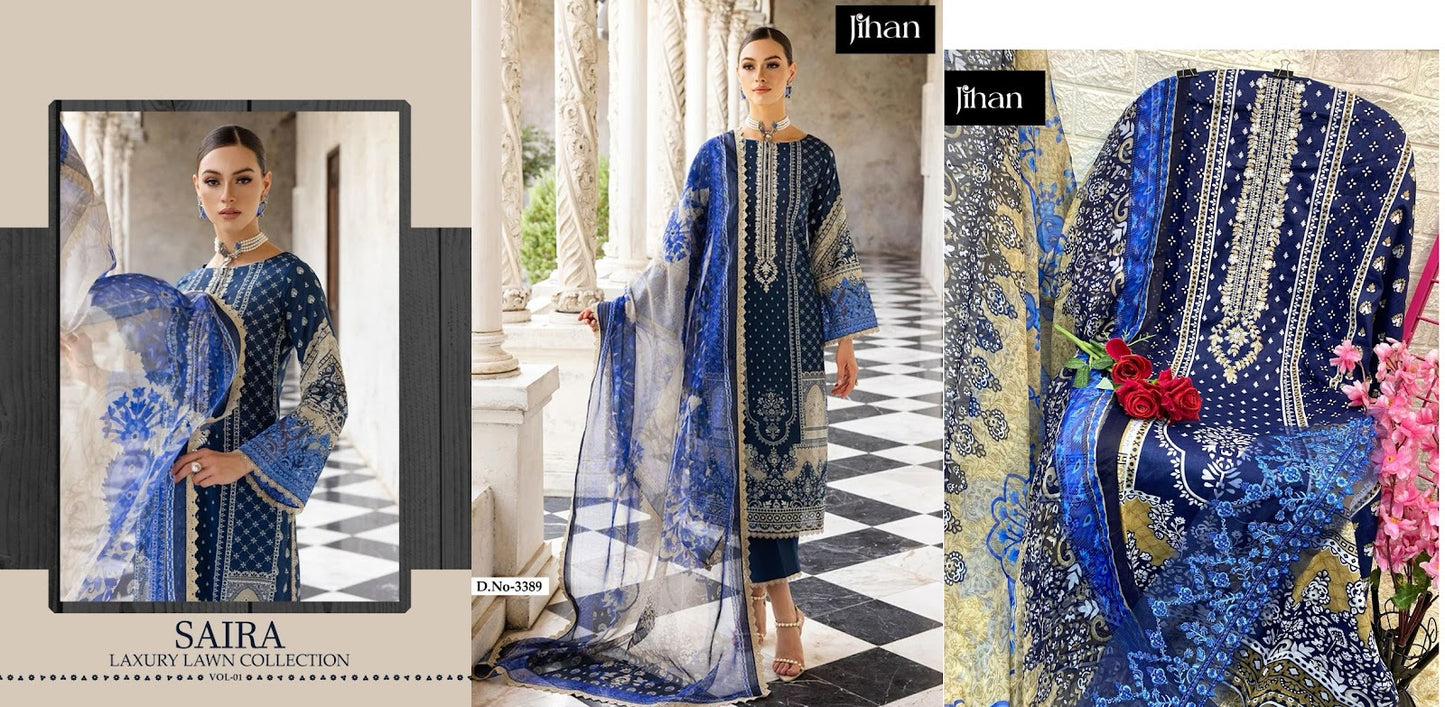 Saira Luxury Lawn Vol 1 Jihan Cotton Pakistani Salwar Suits