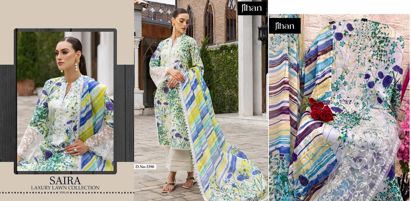 Saira Luxury Lawn Vol 1 Jihan Cotton Pakistani Salwar Suits