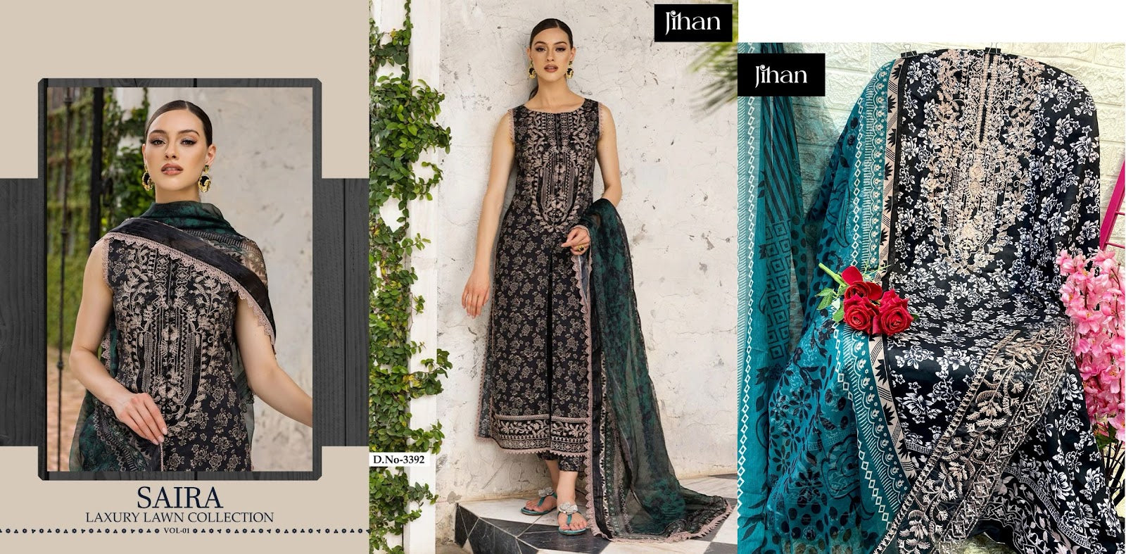 Saira Luxury Lawn Vol 1 Jihan Cotton Pakistani Salwar Suits