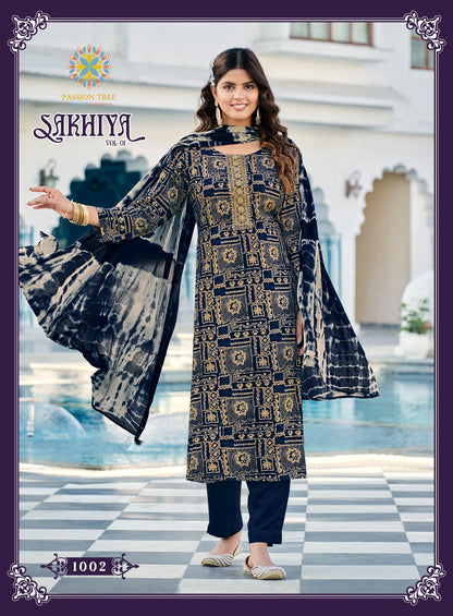 Sakhiya Vol 1 Passion Tree Rayon Readymade Pant Style Suits