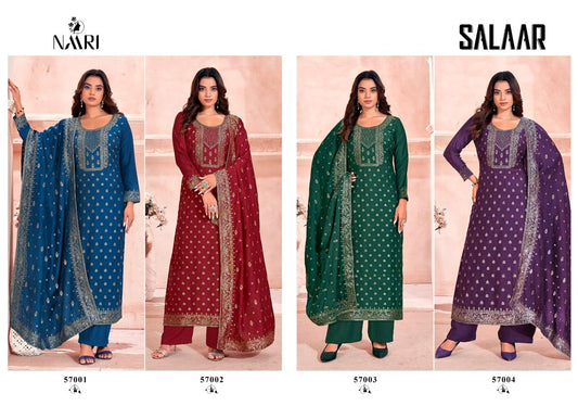 Salaar Naari Muslin Jacquard Plazzo Style Suits