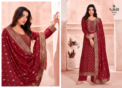 Salaar Naari Muslin Jacquard Plazzo Style Suits
