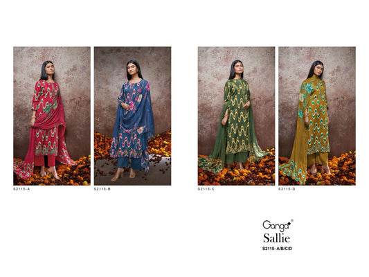 Sallie 2115 Ganga Cotton Silk Plazzo Style Suits