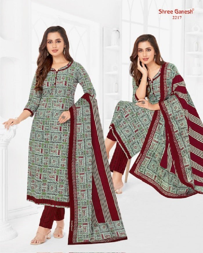 Samaiyra Vol 12 Shree Ganesh Cotton Dress Material