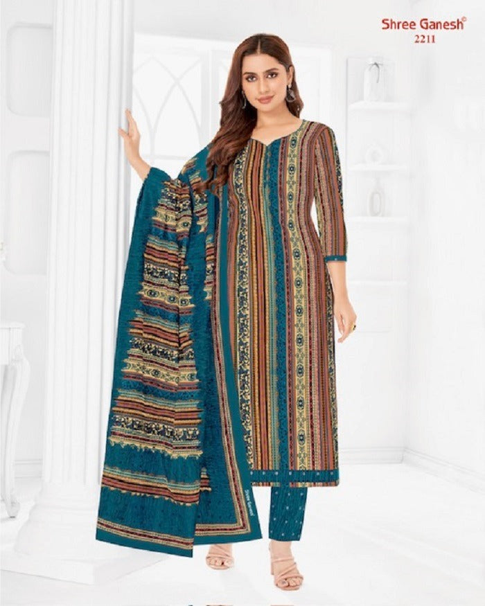 Samaiyra Vol 12 Shree Ganesh Cotton Dress Material