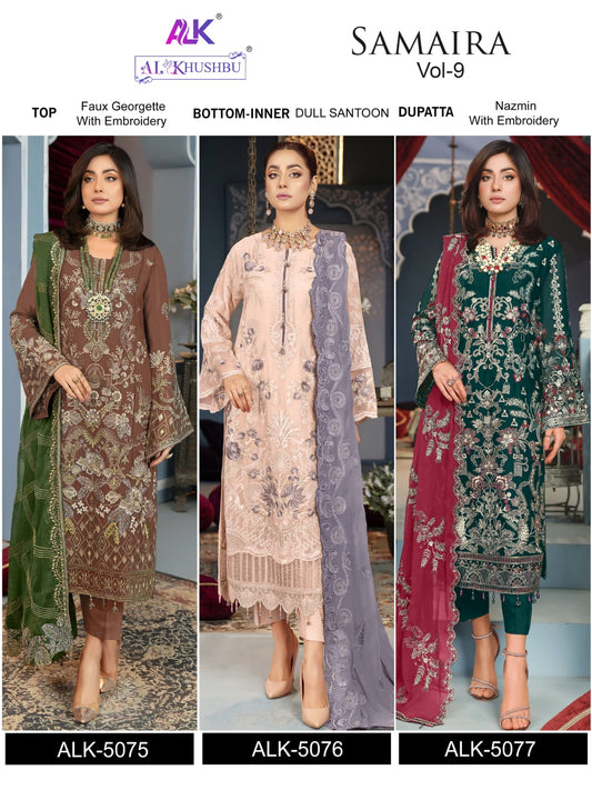Samaira Vol 9 Alk Georgette Pakistani Salwar Suits
