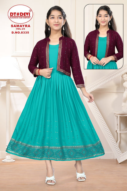 Samayra Vol 25-8335 Dt Devi Rayon Girls Kurti Jacket Set