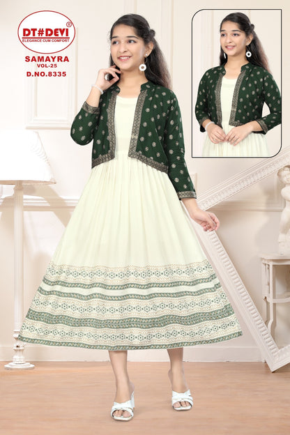 Samayra Vol 25-8335 Dt Devi Rayon Girls Kurti Jacket Set