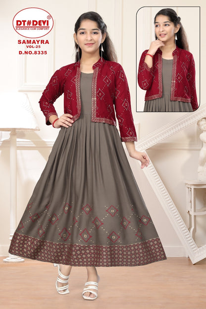 Samayra Vol 25-8335 Dt Devi Rayon Girls Kurti Jacket Set