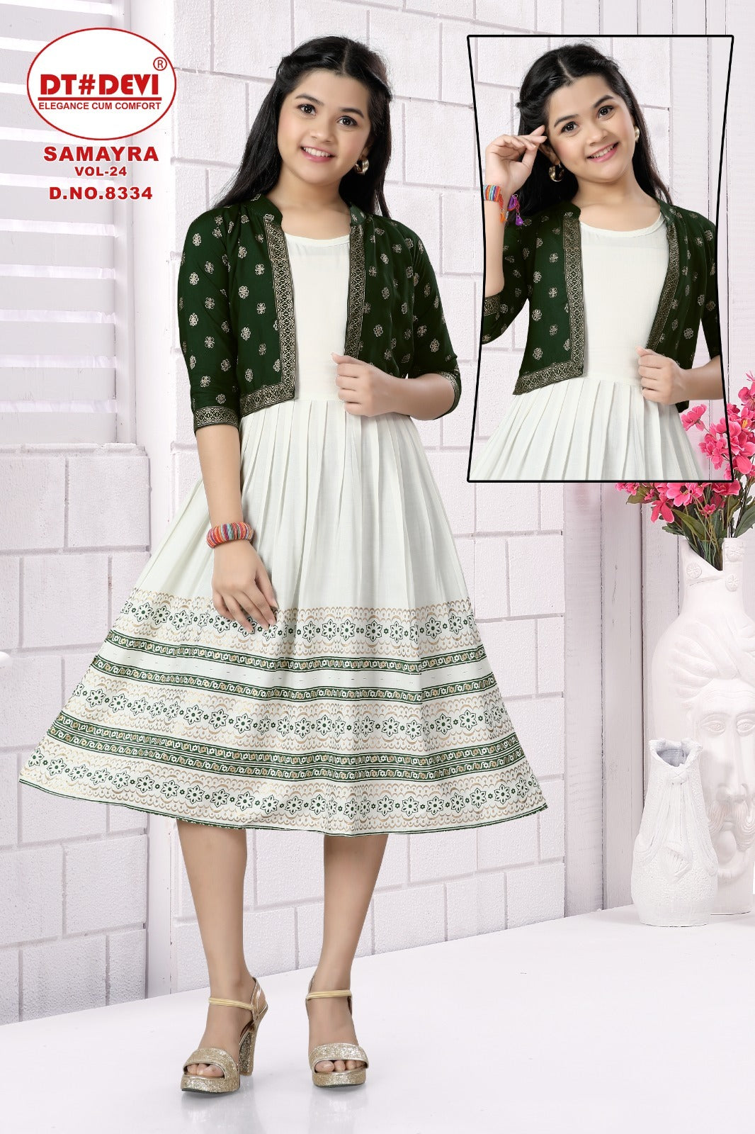 Samayra Vol 24-8334 Dt Devi Rayon Girls Kurti Jacket Set
