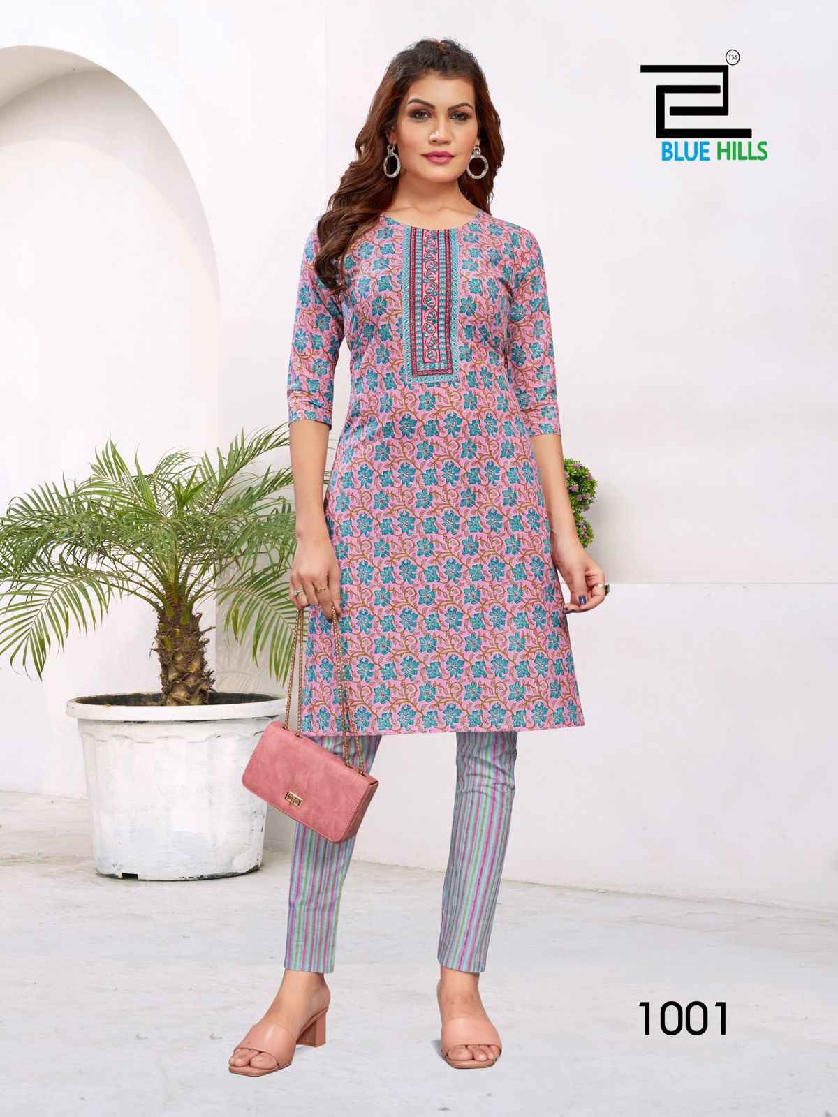 Sameera Blue Hills Cotton Kurti Pant Set