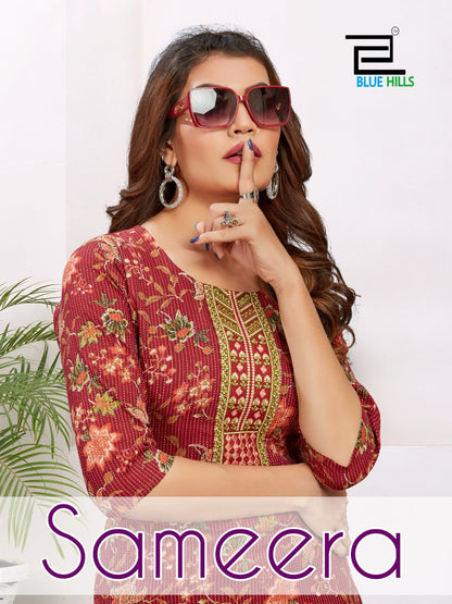 Sameera Blue Hills Cotton Kurti Pant Set