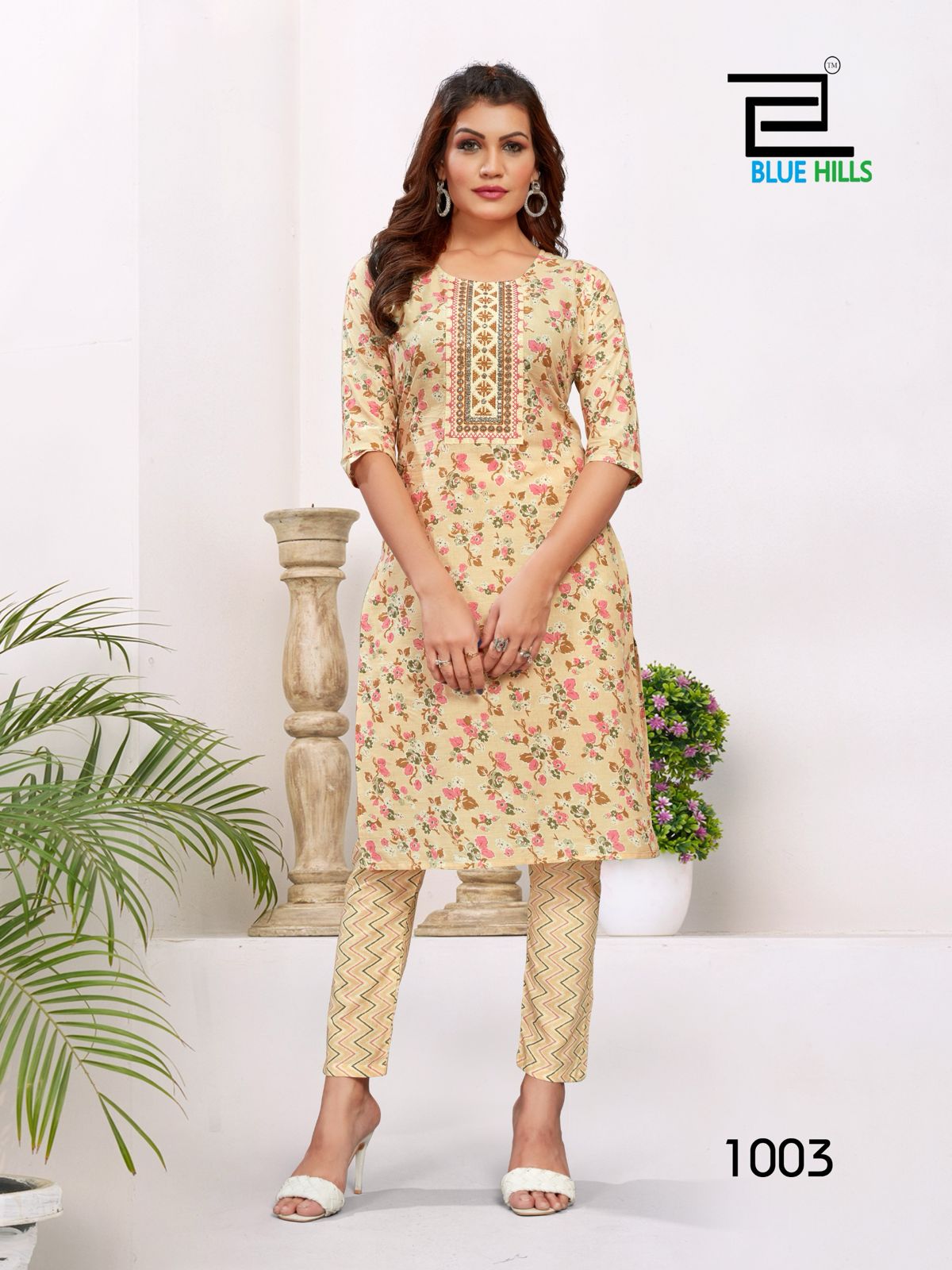 Sameera Blue Hills Cotton Kurti Pant Set