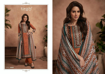 Samma Karachi Prints Jaam Satin Pant Style Suits