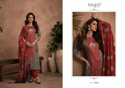 Samma Karachi Prints Jaam Satin Pant Style Suits