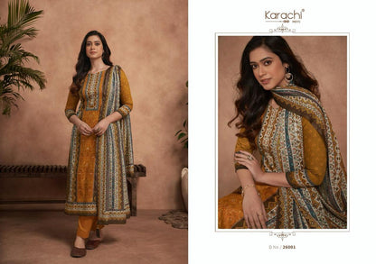 Samma Karachi Prints Jaam Satin Pant Style Suits