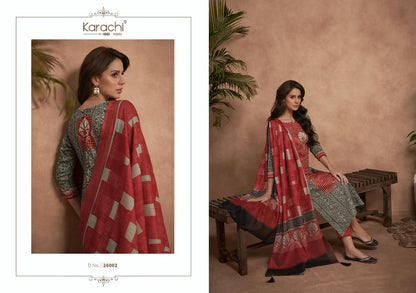 Samma Karachi Prints Jaam Satin Pant Style Suits