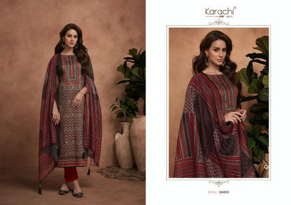 Samma Karachi Prints Jaam Satin Pant Style Suits