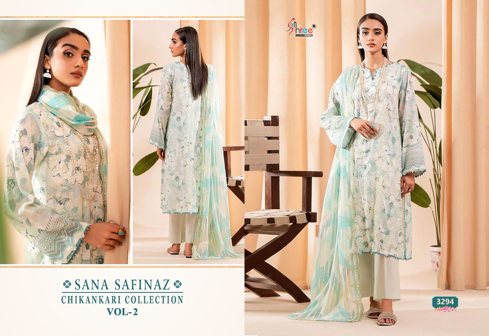 Sana Safinaz Chikankari Vol 2 Shree Fabs Cotton Pakistani Salwar Suits