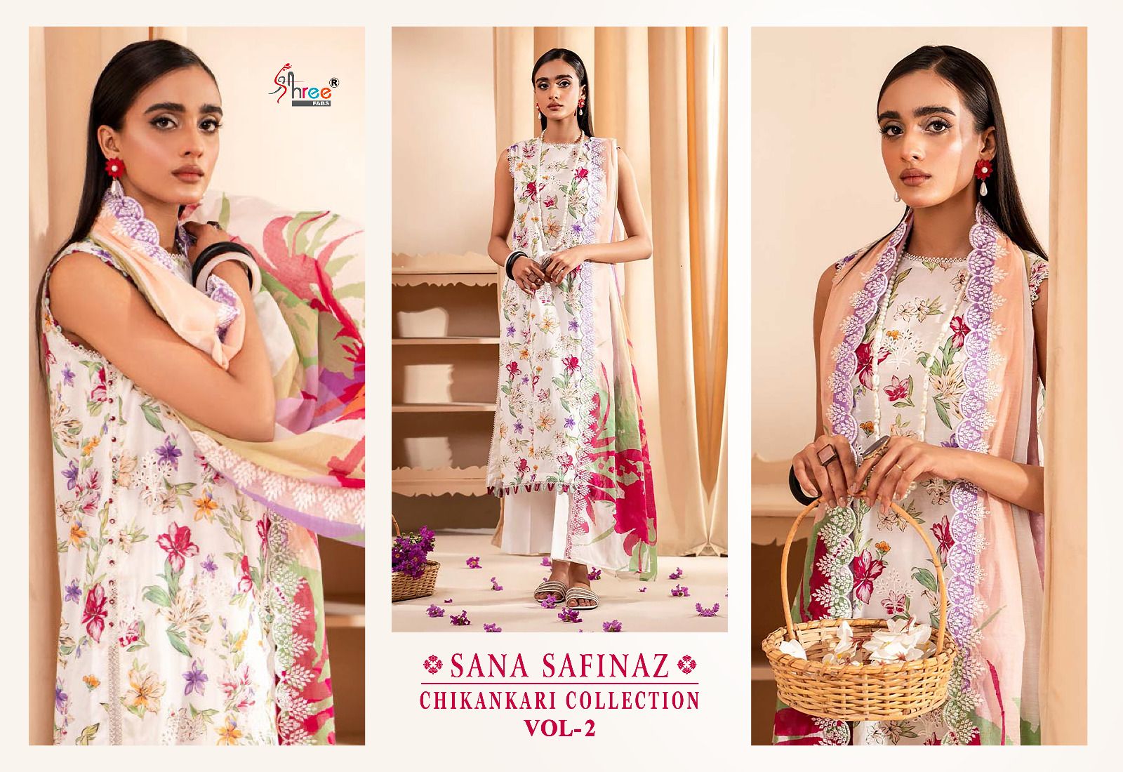 Sana Safinaz Chikankari Vol 2 Shree Fabs Cotton Pakistani Salwar Suits