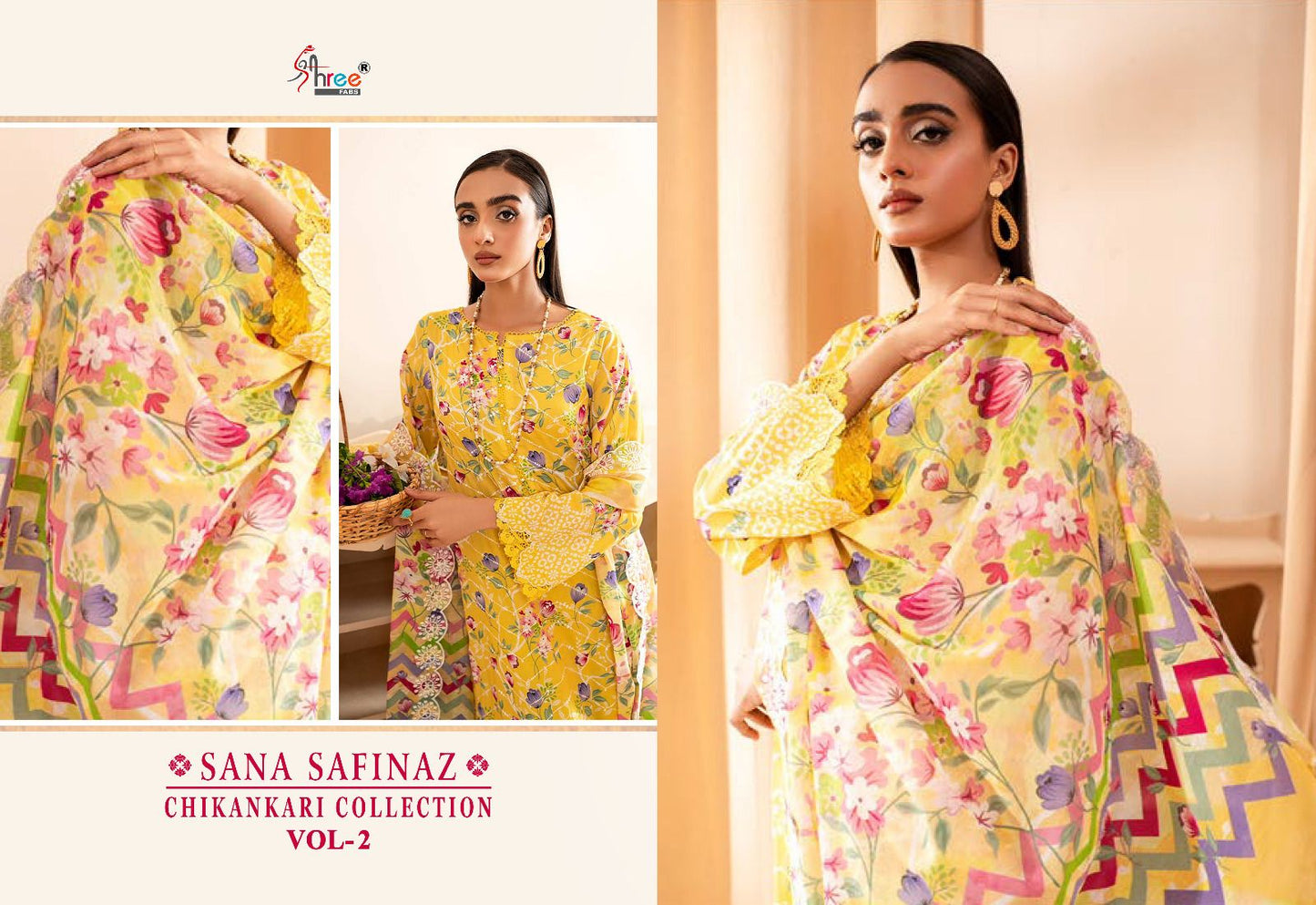 Sana Safinaz Chikankari Vol 2 Shree Fabs Cotton Pakistani Salwar Suits