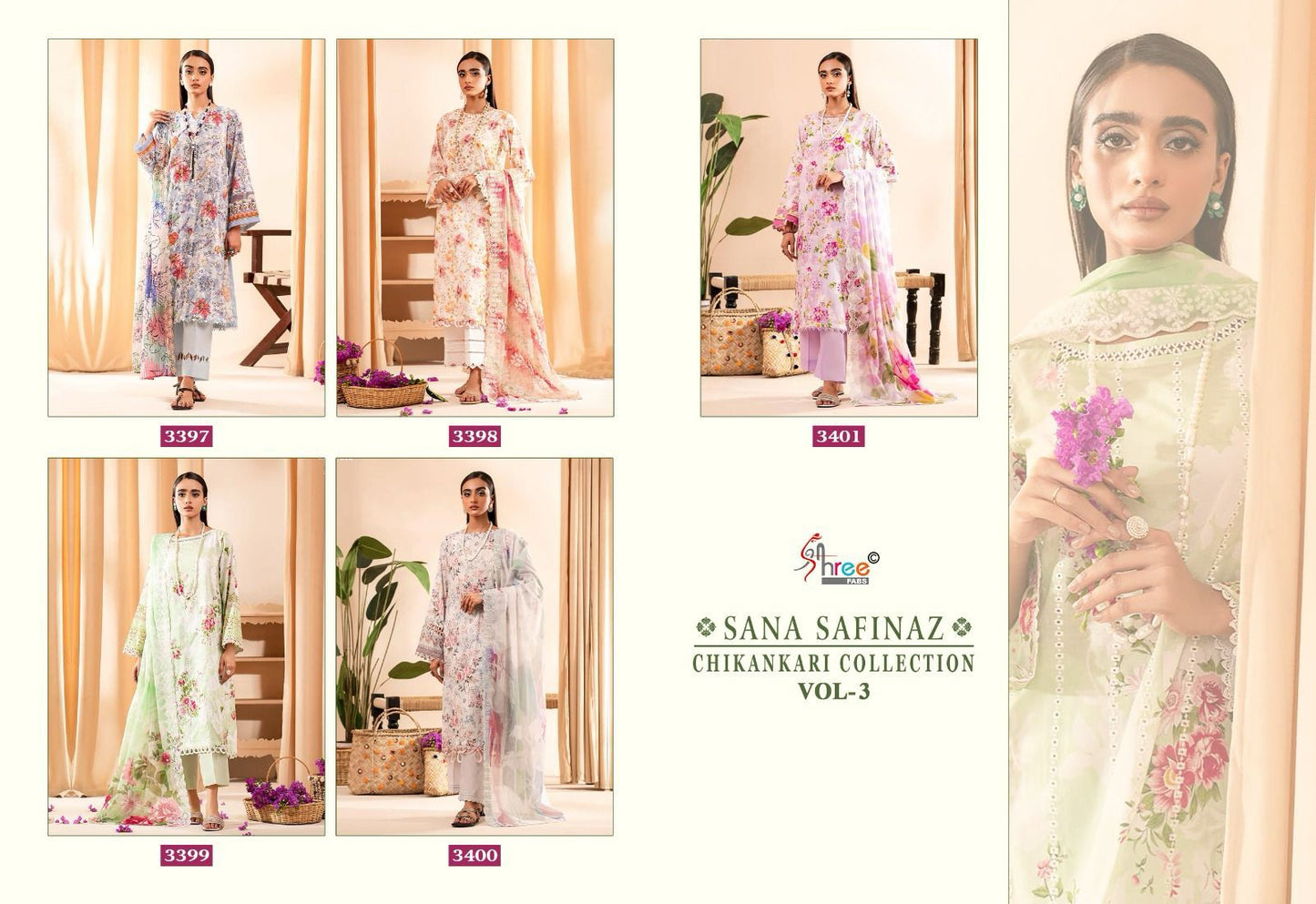 Sana Safinaz Chikankari Vol 3 Shree Fabs Cotton Pakistani Salwar Suits