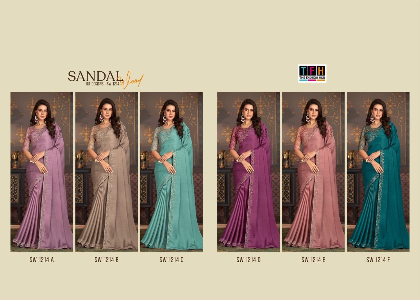 Sandalwood- Sw-1214 Tfh Satin Silk Sarees