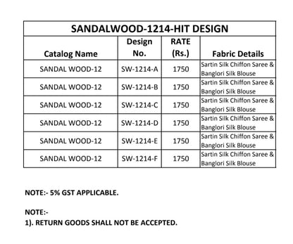 Sandalwood- Sw-1214 Tfh Satin Silk Sarees