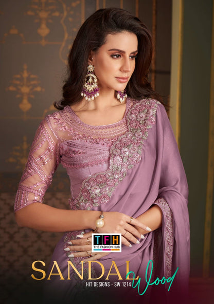 Sandalwood- Sw-1214 Tfh Satin Silk Sarees