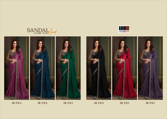 Sandalwood- Sw-1216 Tfh Satin Silk Sarees