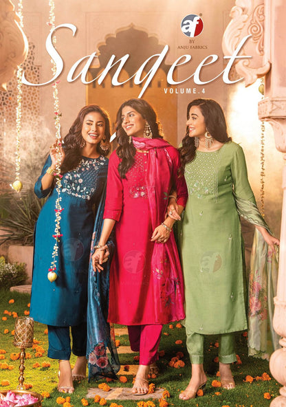 Sangeet Vol 4 Af Viscose Readymade Pant Style Suits