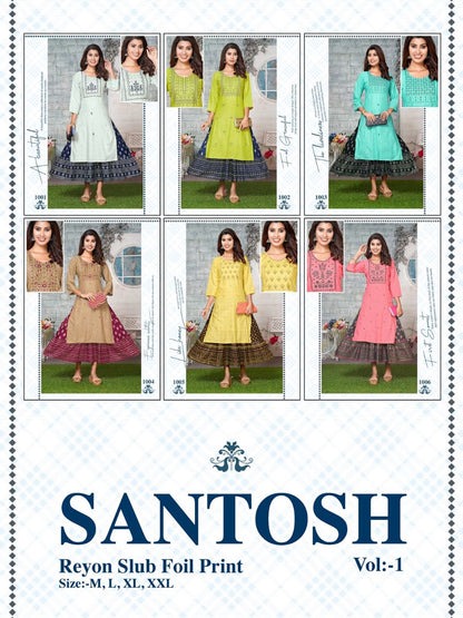 Santosh Vol 1 Kavinay Rayon Anarkali Kurtis