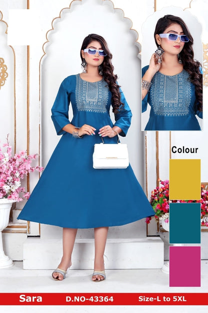 Sara Zoya Rayon Anarkali Kurtis