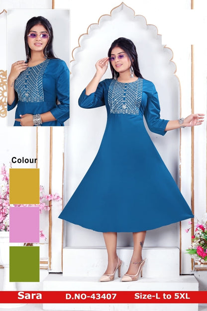Sara Zoya Rayon Anarkali Kurtis