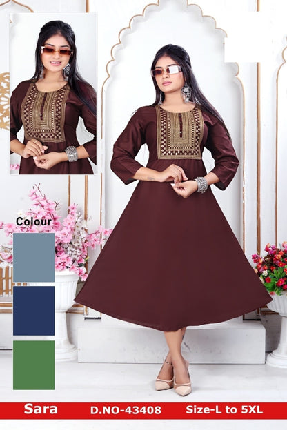 Sara Zoya Rayon Anarkali Kurtis