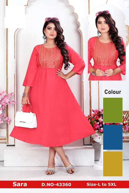 Sara Zoya Rayon Anarkali Kurtis