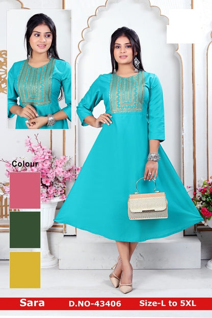 Sara Zoya Rayon Anarkali Kurtis