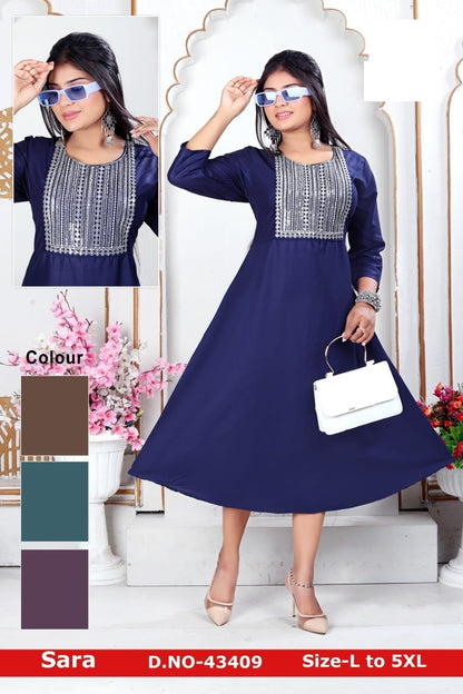 Sara Zoya Rayon Anarkali Kurtis